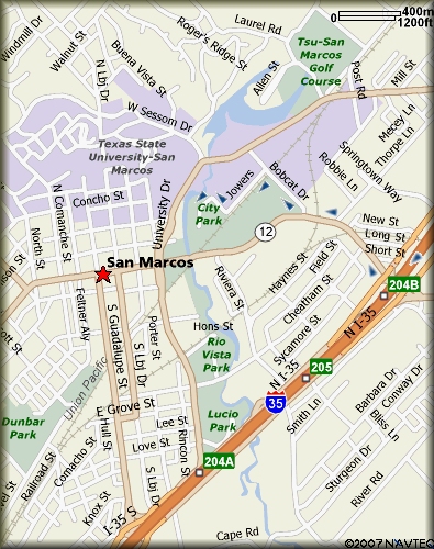 Map to San Marcos Old City Park