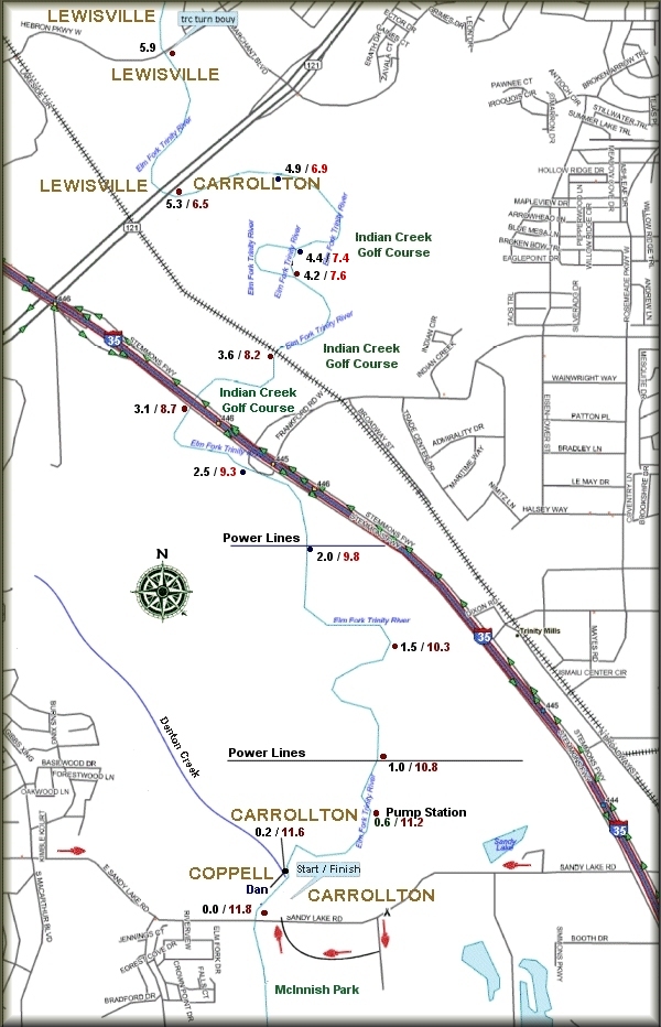 DDRC Trinity River Challenge Race Course Map